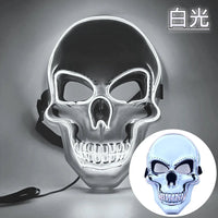 Halloween LED Horror Skull Mask Cold Light Mask LED Halloween Mask Cosplay Mask Halloween Party Decoration Luminous Skull Masks white