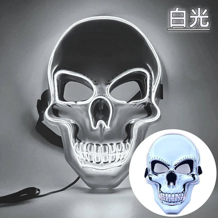 Halloween LED Horror Skull Mask Cold Light Mask LED Halloween Mask Cosplay Mask Halloween Party Decoration Luminous Skull Masks white