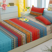 Lusy Store 1 Simple Modern Striped Printed Matte Fitted Sheet, Bedroom Printed Bed Cover, Bedding (Excluding Pillowcases) 