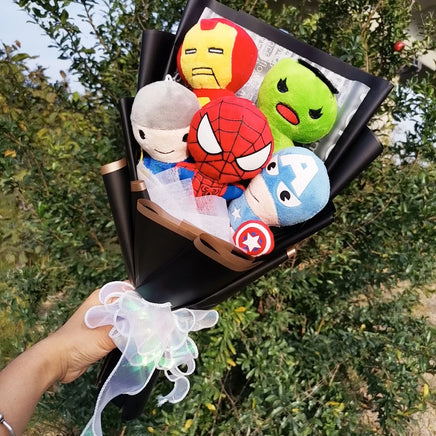 Lusy Store LLC The Avengers Plush Bouquets Super Hero Spider-Man Iron Man Superman Captain America Plush Gifts Bouquet