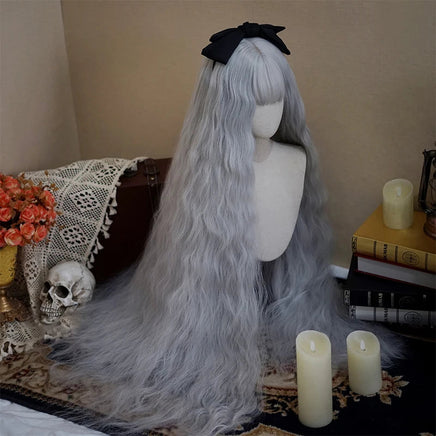 OLACARE Synthetic Super Long Curly Lolita Wig With Bangs 120cm Blonde White Pink Cute Fake Hair Women Halloween Cosplay Wigs #144