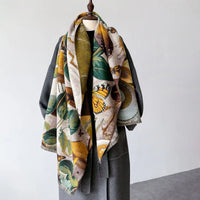 Lusy Store Warm Cashmere Scarf Women Shawl Floral Print New Wraps Luxury Thick Blanket Winter Bufanda Pashmina Female Travel Poncho Stoles 