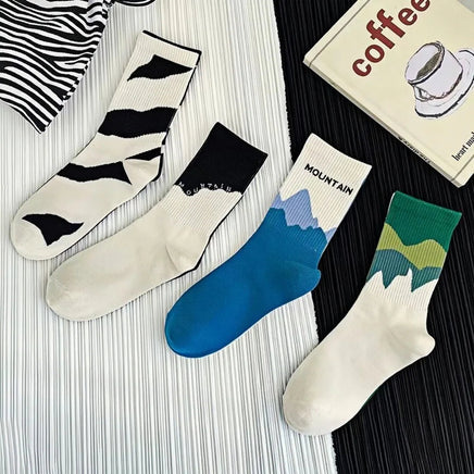 1/4 Pairs Men's and women's casual socks, asymmetrical niche mid length socks Lusy Store