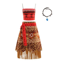 Girl Costume for Girls Moana Dress Kids Princess Dress with Necklace Halloween Costumes Party Baby Children Vaiana Outfit 3