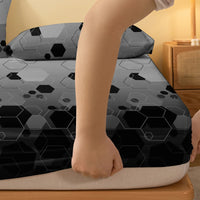 Lusy Store 1 Piece of Stacked Hexagonal Pattern Frosted Bedsheet, Bedroom Printed Bedspread, Bedding (Excluding Pillowcases) 