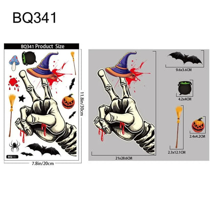 2025 Halloween PVC Glass Window Static Sticker Horror Castle Cat Decorative Sticker Halloween Glass Decals Home Party Decoration Style2-BQ341
