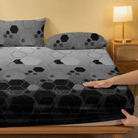 Lusy Store 1 Piece of Stacked Hexagonal Pattern Frosted Bedsheet, Bedroom Printed Bedspread, Bedding (Excluding Pillowcases) 