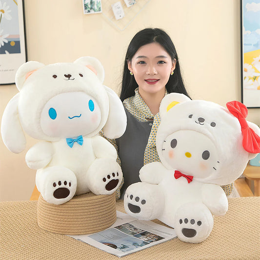 Lusy Store LLC 45cm Cute Hello Kitty Kuromi Melody Plush Toy Kawaii Cinnamoroll Big Ear Dog Soft Sleeping Pillow Kids Gift Plush