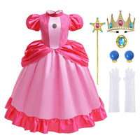 Girls Pink Barbie Princess Dress Movie Role Playing Costume With Belt Plaid Sling Dress Halloween Birthday Outfit Dress Up 2-10T