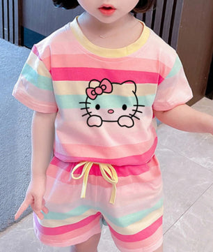 Lusy Store LLC Hello Kitty Clothing Sets for Kids Baby Girls Outfits Short Sleeve T Shirt T shirt