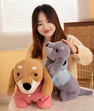 Lusy Store LLC Cute Simulation Dog Dachshund Soft Plush Toys Stuffed Animals Doll Pet Cartoon Puppy Pillow Children Birthday Gift Plush