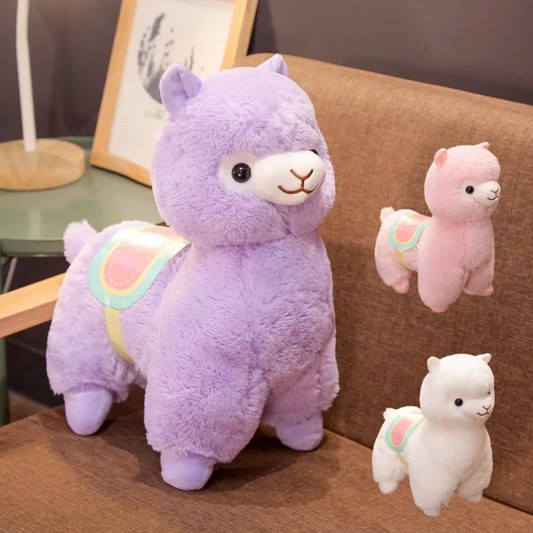 Lusy Store LLC Creative Saddle Alpaca Plush Toy Cute Cartoon Animal Doll Soft Stuffed Home Decoration Kids Birthday Christmas Gift Plush
