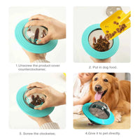 Interactive Flying Disk Dog & Cat Toy, Slow Feeder & Food Dispenser, IQ Training Chew Toy for Small to Large Dogs