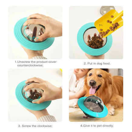 Interactive Flying Disk Dog & Cat Toy, Slow Feeder & Food Dispenser, IQ Training Chew Toy for Small to Large Dogs