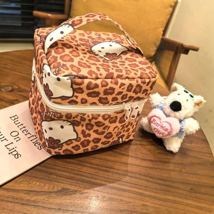 Kawaii Hello Kitty New Cosmetic Bag Portable Hand-Held Large-Capacity Storage Bag Cartoon Travel Toiletry Bag Girls Makeup Bag A3