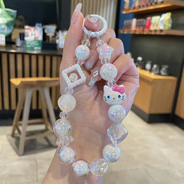Sanrio Phone Case Short Hanging Chain Hello Kitty Cinnamoroll Kuromi Wrist Pendant Beaded Ccd Camera Chain Mobile Phone Chains 1