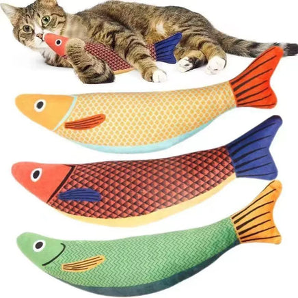 Cat Toy Catnip 3D Simulation Fish Saury Goldfish Kitten Toys Pillowfish Interactive Sounding Cat Chew Bite Plush Toy Cat Supply