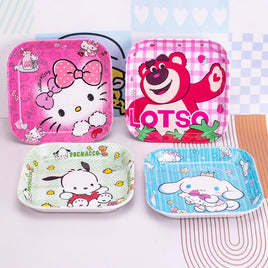 Kawaii Hello Kitty Plate Anime Kuromi Melody Children Snack Cake Small Plate Cartoon Fruit Bowl Kitchen Utensils Wholesale