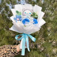 My Melody Kuromi Cinnamoroll Kt Cat Plush Doll Toy With Flowers Creative Handmade Bouquet Valentine Christmas Graduation Gifts 12