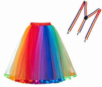 Rainbow Tutu Skirts For Women Layered Tulle Petticoat Underskirt Birthday Party Skirt Girls Colorful Halloween Costumes