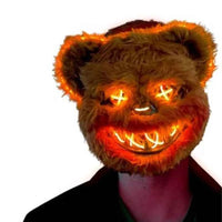 Horror Bloody Rabbit Bear Mask Halloween LED Luminous Animal Simulation Fur Mask Cosplay Masquerade Party Costume Decoration