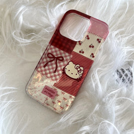 Lusy Store Sanrio Cute Cartoon Coffee Hello Kitty Phone Case For iPhone16 13 14 15 Pro Max Kawaii Acrylic All-Inclusive Soft Case Gift Soft 