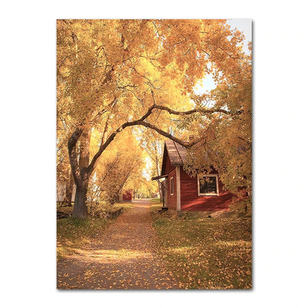 Autumn Decoration Canvas Poster Yellow Leaves Fall View Wall Art Print Pumpkin Painting Halloween Picture Living Room Home Decor 17