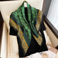 Lusy Store 90*90cm Women Square Silk Scarf Luxury Brand Large Shawl Neckerchief Print Headband Female Foulard Bandana Wraps Hijab Scarves 