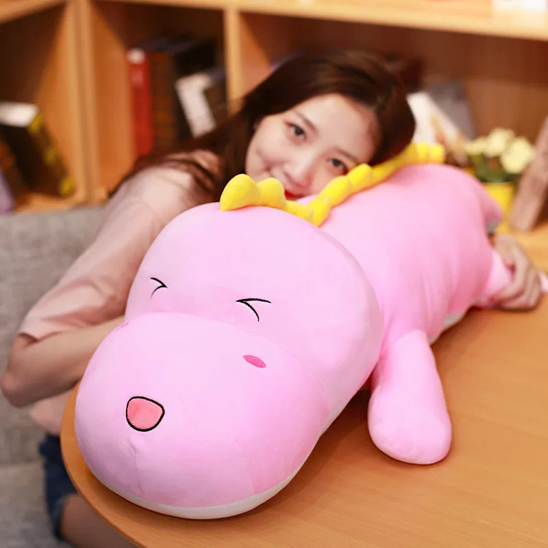 Lusy Store LLC Big Long Cute Dinosaur Plush Toy Soft Cartoon Animal Crocodile Plush Doll Boyfriend Pillow Gift Plush