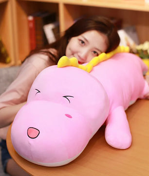 Lusy Store LLC Big Long Cute Dinosaur Plush Toy Soft Cartoon Animal Crocodile Plush Doll Boyfriend Pillow Gift Plush