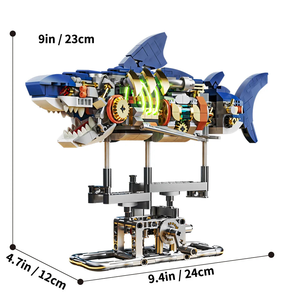 Lusy Store LLC Shark Sea Life Building Blocks Set with Display Stand and Lights, Block Gift for Kids and Adults 687pcs Building Blocks