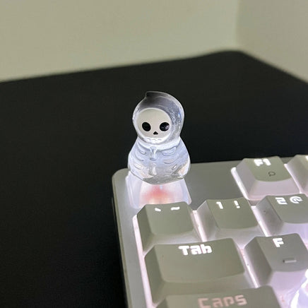 1Pcs Cute Halloween Skeleton Ghost Key caps Cross Axis Mechanical Keyboard Accessories White Ghost