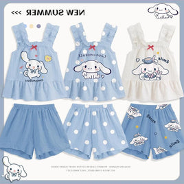 Sanrio Cinnamoroll Camisole Pajama Set Cute Homewear Girls Vest Sling Shorts Pajamas Suit Summer Comfortable Loungewear 2pcs/set