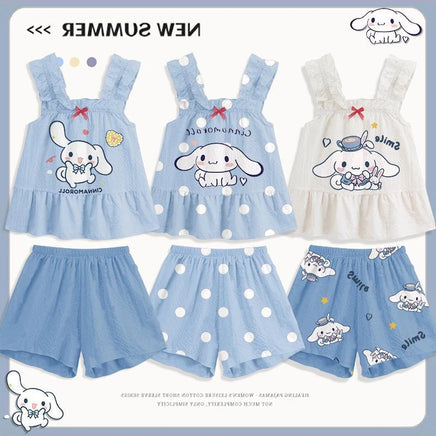 Sanrio Cinnamoroll Camisole Pajama Set Cute Homewear Girls Vest Sling Shorts Pajamas Suit Summer Comfortable Loungewear 2pcs/set