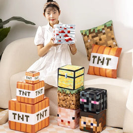 Lusy Store LLC Minecraft Steve Plush | Soft Cube Stuffed Toy | 4in/8in/12in Stuffed Animal