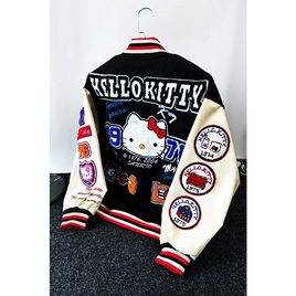 Hello Kitty Baseball Jacket Coat Hoodie Men Women Print Sport Baseball Uniforms Motorcycles Warm Coats Cardigan Tops Clothes Top