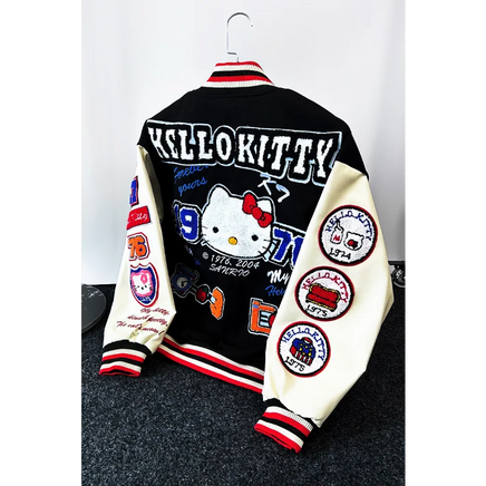 Hello Kitty Baseball Jacket Coat Hoodie Men Women Print Sport Baseball Uniforms Motorcycles Warm Coats Cardigan Tops Clothes Top