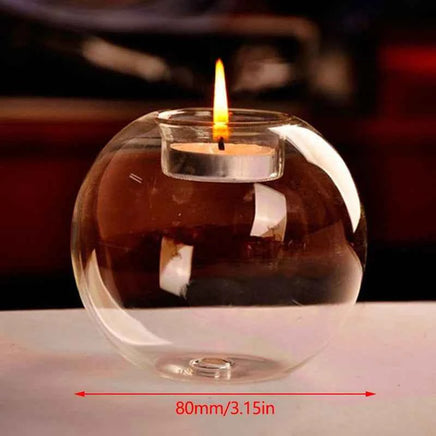 Clear Glass Tea Spot Candle Holder, Hollow Round Light, Living Room Decoration, Wedding Decoration, Home Decoration, 1PC 8cm