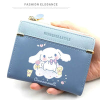 Cute Cinnamoroll Wallets Women Coin Purse Cartoon Sanrios Anime Pu Casual Money Bag Clutch Card Holder Wallet with Buttons Gift deg118