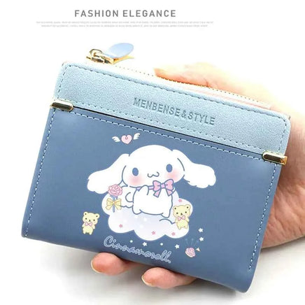 Cute Cinnamoroll Wallets Women Coin Purse Cartoon Sanrios Anime Pu Casual Money Bag Clutch Card Holder Wallet with Buttons Gift deg118