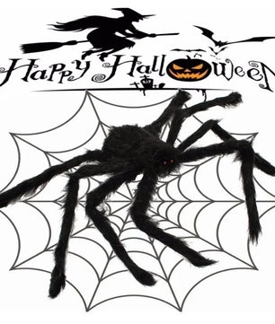 Lusy Store LLC Black Spider Halloween Decoration Haunted House Prop Indoor Outdoor Giant Decor Plush