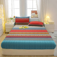 Lusy Store 1 Simple Modern Striped Printed Matte Fitted Sheet, Bedroom Printed Bed Cover, Bedding (Excluding Pillowcases) 
