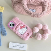 Cute Sanrio Hello Kitty Furry Plush Phone Case for iPhone 16 15 14 13 12 Pro Max