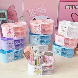 Sanrio Desktop Transparent Drawer Pen Holder Cute Kuromi Cinnamoroll Students Creative Cartoon Pen Holder Stationery Storage Box