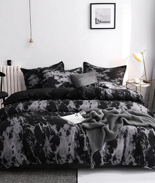 Luxury Black Bedding Comforter Set with Pillow Case SIngle Full Size Bed Linen Duvet Cover Set Queen/King Double Single Bed Lusy Store