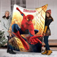 Customized Name Marvel Spider-Man Printed Blanket All Seasons Multi-purpose Blanket Suitable for Sofa, Camping, Travel, Car Style H