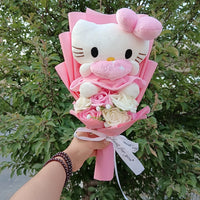 Animation Derivatives Hello Kitty Anime Bouquet With Rose Cartoon KT Cat Valentine Mother's Day Christmas Graduation Gift 3