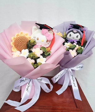 Lusy Store LLC Graduation Bouquet Hello Kitty Kuromi Plush Doll Toy Woman Valentine's Day Gift Bouquet