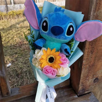 Lusy Store LLC Lilo &amp; Stitch Plush Bouquet With Sunflower Soap Rose Flower Gift Bouquet