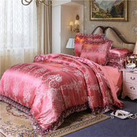 Nordic Satin Jacquard Duvet Cover Set Luxury Flower Bedding Set Adlut Quilt Cover Pillowcases Sheet Twin Queen King Home Texiles Lusy Store
